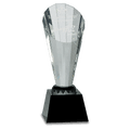 10" Clear Crystal Faceted Rising Spire on Black Base