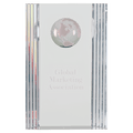 6 1/2" Clear Crystal Rectangle with Globe Etching