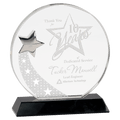 7 1/4" Round Crystal with Silver Star on Black Pedestal Base