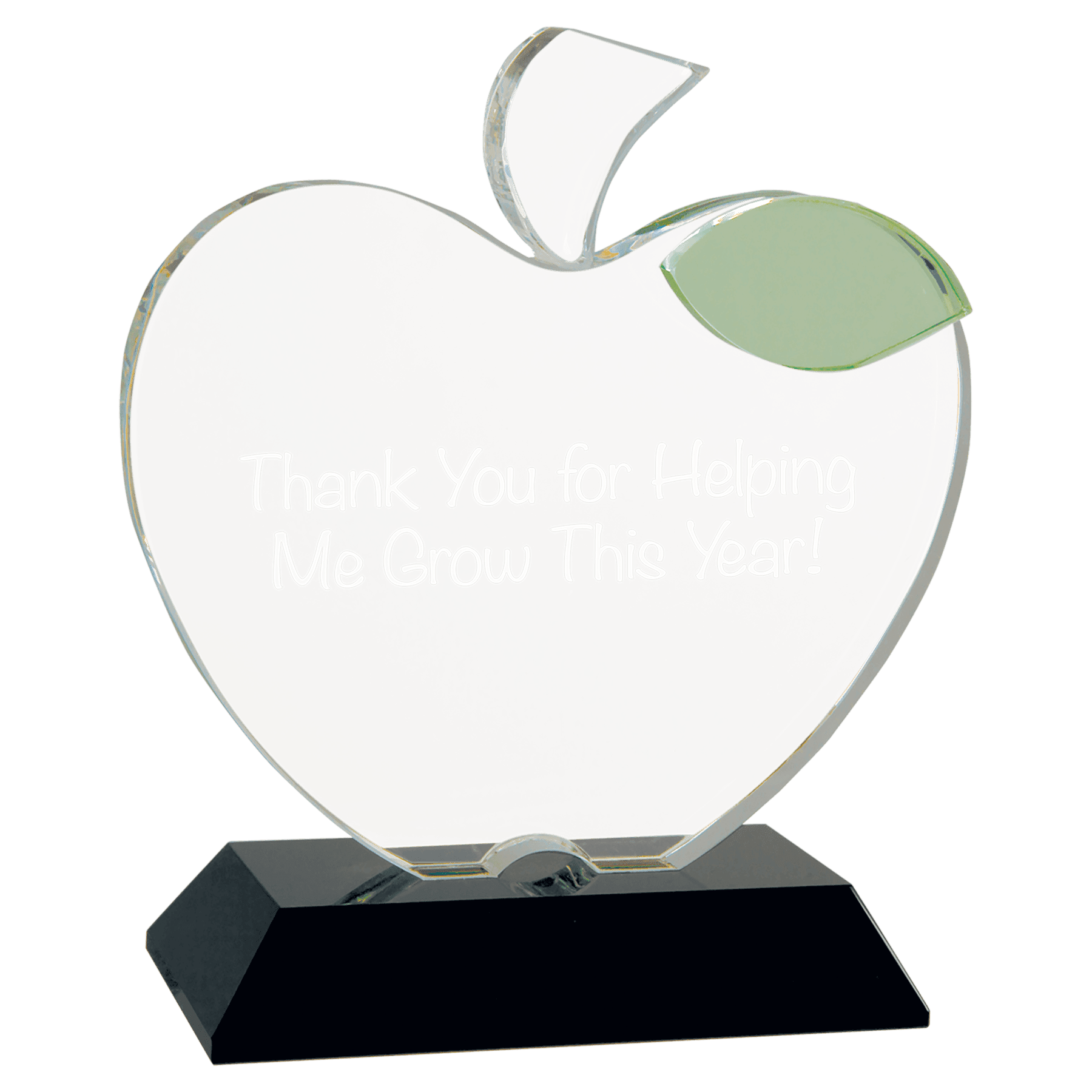 5 1/2" x 6 1/4" Crystal Apple on Black Base