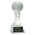 6" Crystal Golf Ball on Clear Pedestal Base