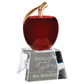 6" Red Crystal Apple with Clear Base