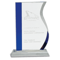 8 1/4" Blue Edge Crystal Wave on Clear Base