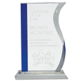 9 3/4" Blue Edge Crystal Wave on Clear Base
