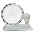 5 1/4" Round Facet Crystal with Golf Ball on Clear Pedestal Base