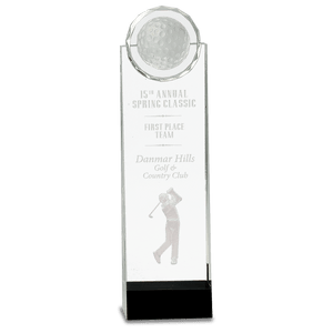 11 1/4" Clear/Black Crystal Standup with 3D Golfer