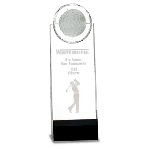 9 1/2" Clear/Black Crystal Standup with 3D Golfer
