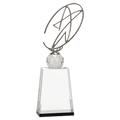 12" Clear/Black Crystal Award with Silver Metal Oval Star