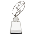 11" Clear/Black Crystal Award with Silver Metal Oval Star