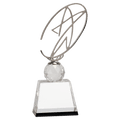 10" Clear/Black Crystal Award with Silver Metal Oval Star