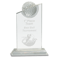 8" Clear Crystal with Inset Crystal Golf Ball on Clear Base