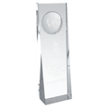 2 3/4" x 8 3/4" Clear Crystal Slant Front Rectangle with Engraved Globe