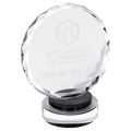 Black & Clear 7" Round Facet Crystal on Round Base