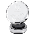 Black & Clear 6" Round Facet Crystal on Round Base