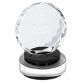 Black & Clear 5" Round Facet Crystal on Round Base