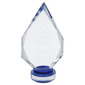 Blue & Clear 10 1/4" Diamond Crystal on Round Base
