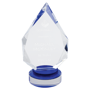 Blue & Clear 9 1/2" Diamond Crystal on Round Base