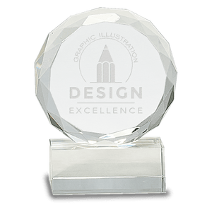 Clear 5" Round Facet Crystal on Pedestal Base