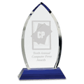10" Crystal Oval on Blue Pedestal Base