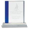 Blue Edge Crystal on Clear 7 1/4" Base