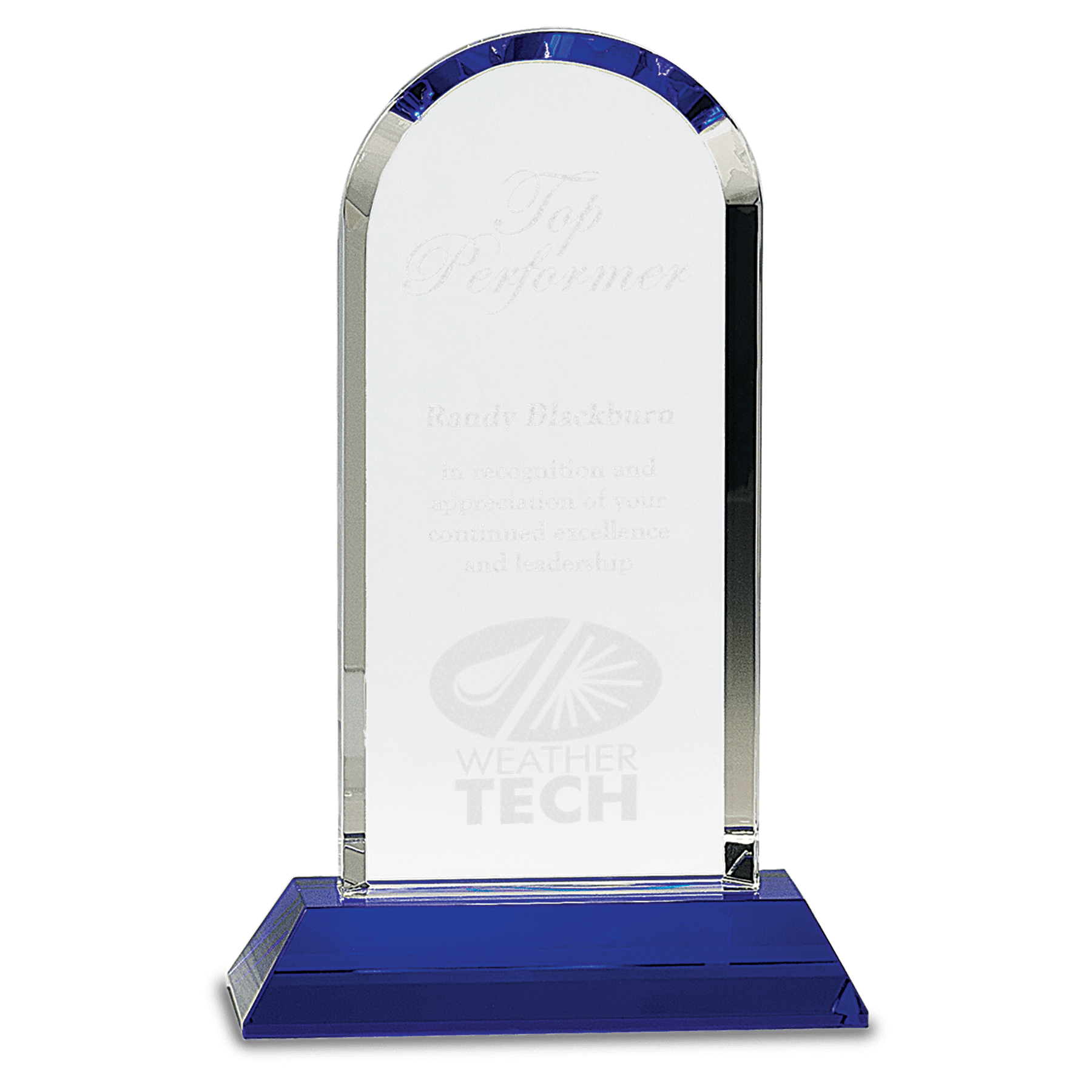 Clear Crystal Dome on Blue 9 1/4" Pedestal Base