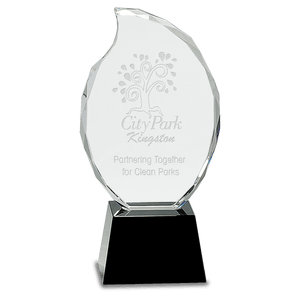 Clear Crystal Flame on Black 9 1/4" Pedestal Base