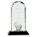 8 3/4" Clear Crystal Dome with Inset Globe on Black Pedestal Base