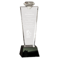 11" Crystal Diamond Top Award on Black Pedestal Base