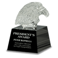 Clear Crystal Eagle Head on Black 5 3/4" Pedestal Base