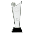 10 3/4" Clear Crystal Golf Wave on Black Pedestal Base