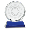 Blue 6" Round Facet Crystal on Pedestal Base