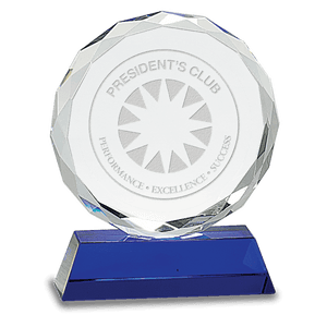 Blue 6" Round Facet Crystal on Pedestal Base