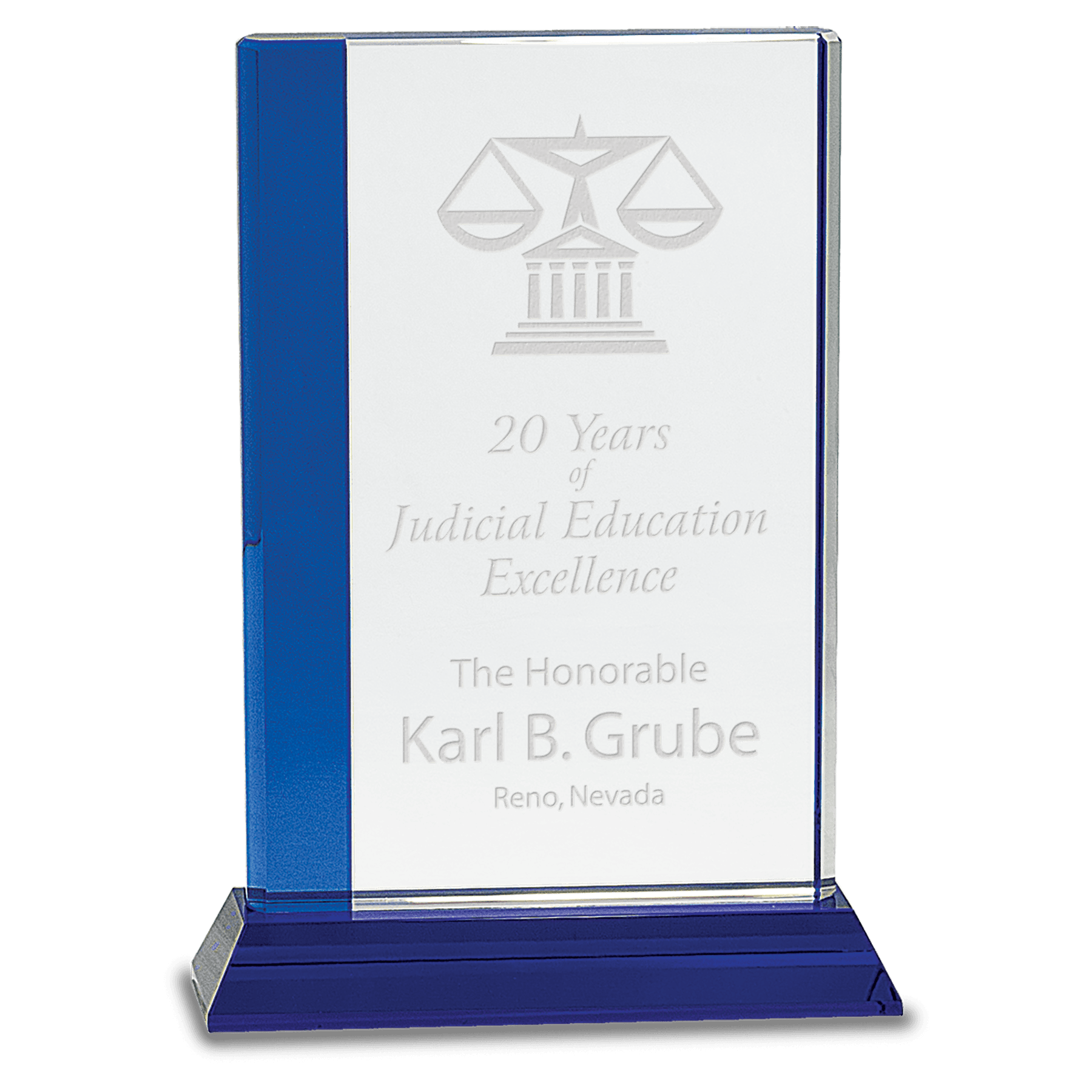 6 1/2" x 9" Edge Crystal on Blue Base
