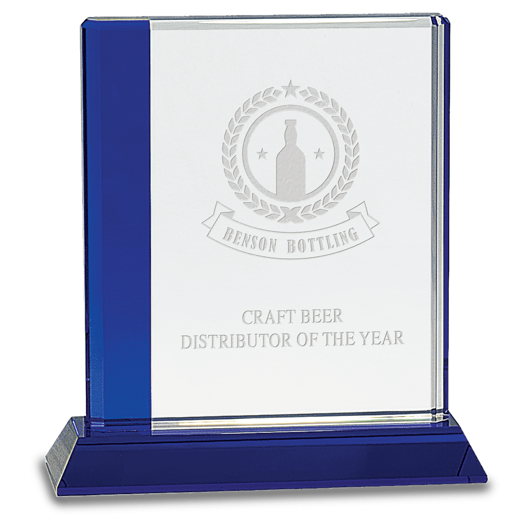 6 1/2" x 7" Edge Crystal on Blue Base