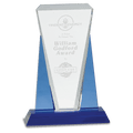 7" x 10" Blue/Clear Wedge Crystal on Blue Pedestal Base