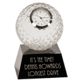 5" Clear Crystal Golf Ball Clock with Black Pedestal Base
