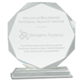 8" Clear Crystal Octagon on Clear Pedestal Base