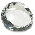 2 1/2" x 1 3/4" Clear Round Crystal Facet Paperweight
