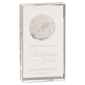 7" Clear Crystal Rectangle with Globe Etching