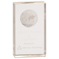 6" Clear Crystal Rectangle with Globe Etching