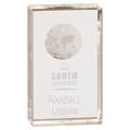 5" Clear Crystal Rectangle with Globe Etching