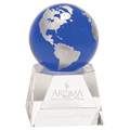 Blue Crystal Globe on Clear 6 1/2" Crystal Base