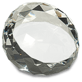 3 1/2" x 2" Clear Round Crystal Facet Paperweight