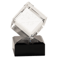 4 1/2" Clear Crystal Cube on Black Pedestal Base