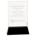 9" Clear Crystal Rectangle Wedge on Black Base