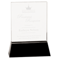 Clear Crystal Rectangle Wedge on Black 8" Base
