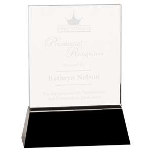Clear Crystal Rectangle Wedge on Black 8" Base