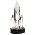 11" Clear Crystal 5 Rising Diamonds on Black Pedestal Base