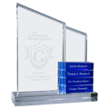 8" x 9" Crystal Perpetual Standup Plaque with 4 Blue Crystal Blocks