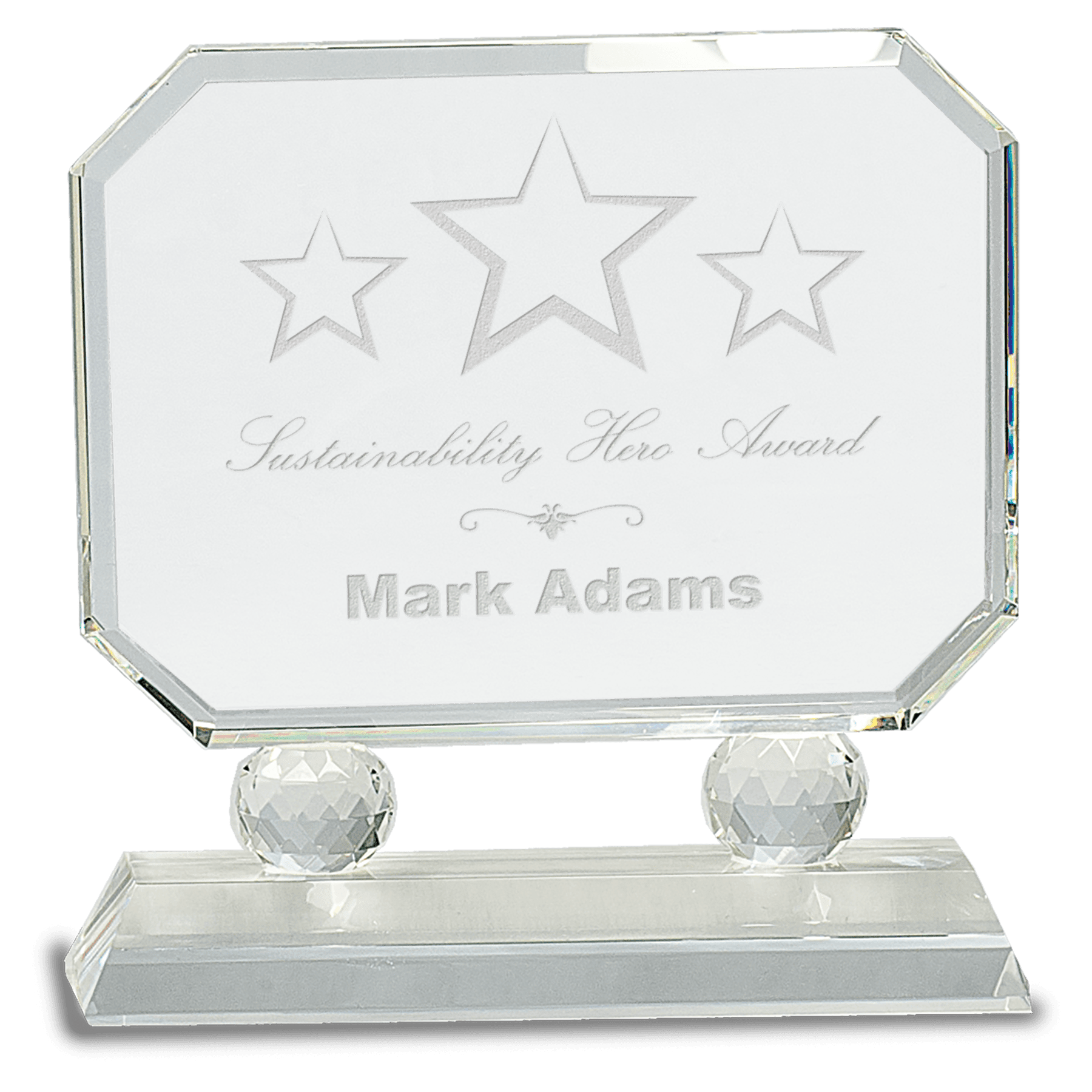 7" Rectangle Crystal on Clear Pedestal Base